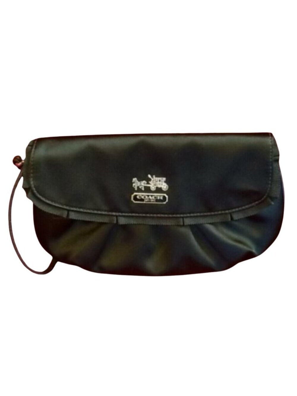COACH AMANDA Black Satin Wristlet - Picture 1 of 14